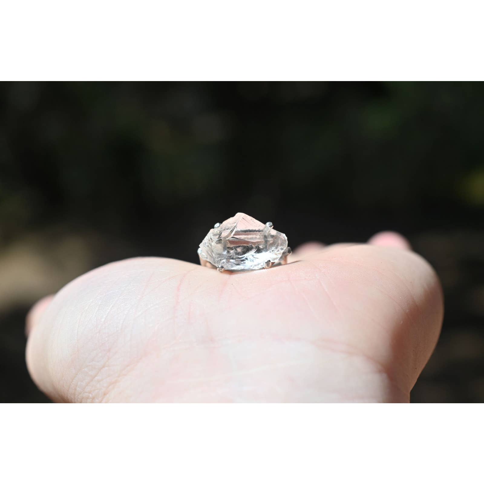 Three Stone Raw Diamond Engagement Ring